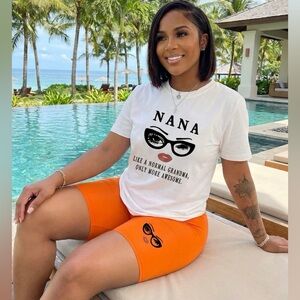 NANA Graphic Tee & Shorts Set – Fun Grandma Outfit